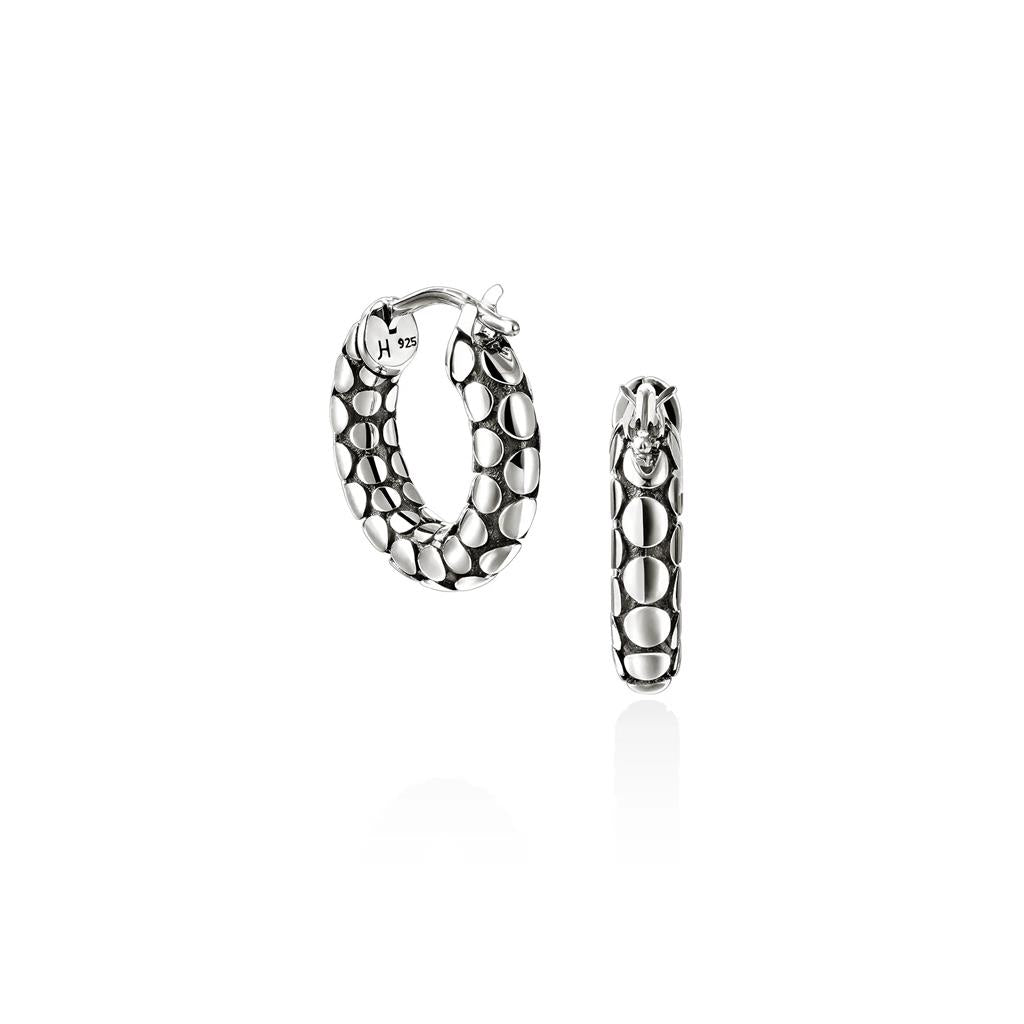 Dot Hoop Earrings, Sterling Silver, 15MM