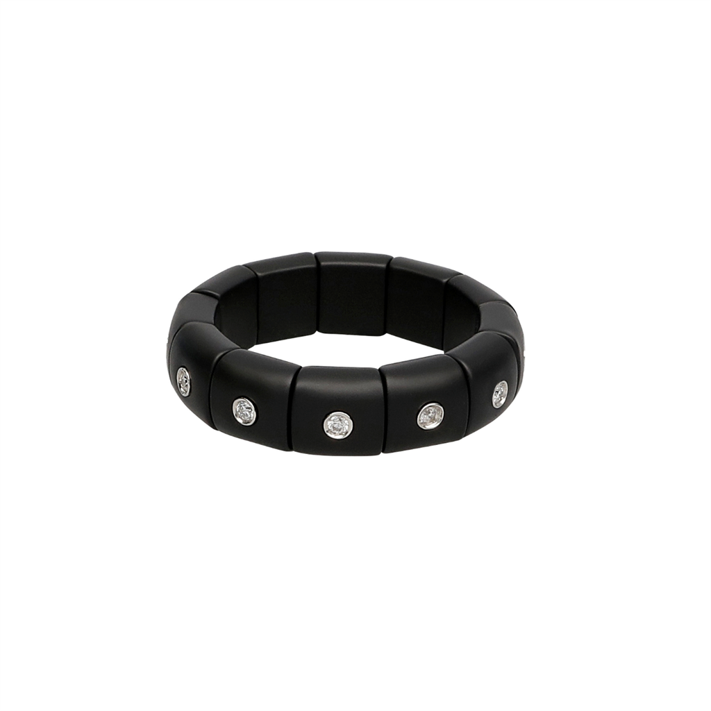 Demeglio Black Ceramic & 18KT White Gold Diamond Ring