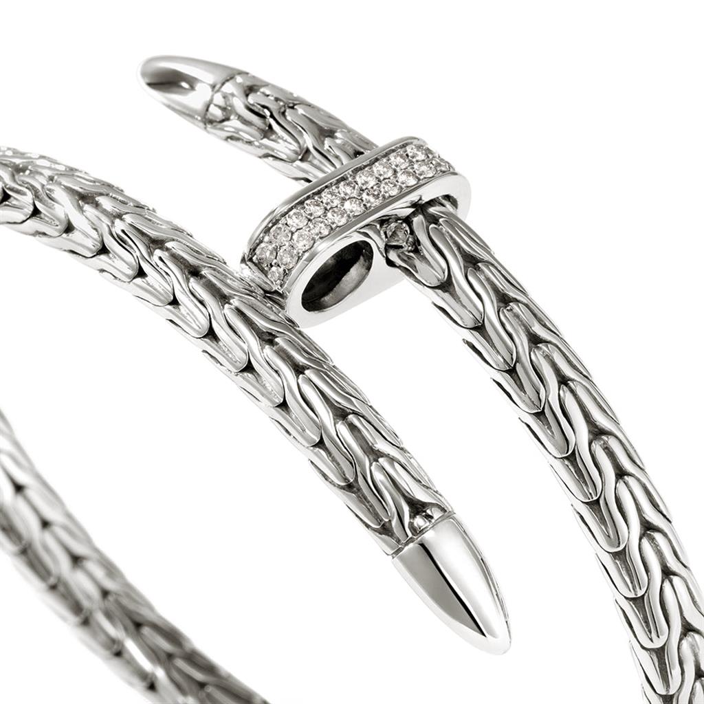 Sterling Silver Diamond Spear Flex Cuff Bracelet