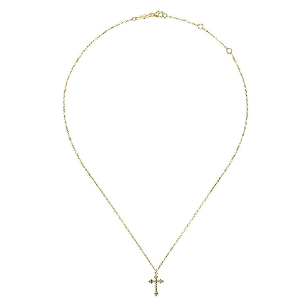 14kt Yellow Gold Twisted Rope Cross Pendant