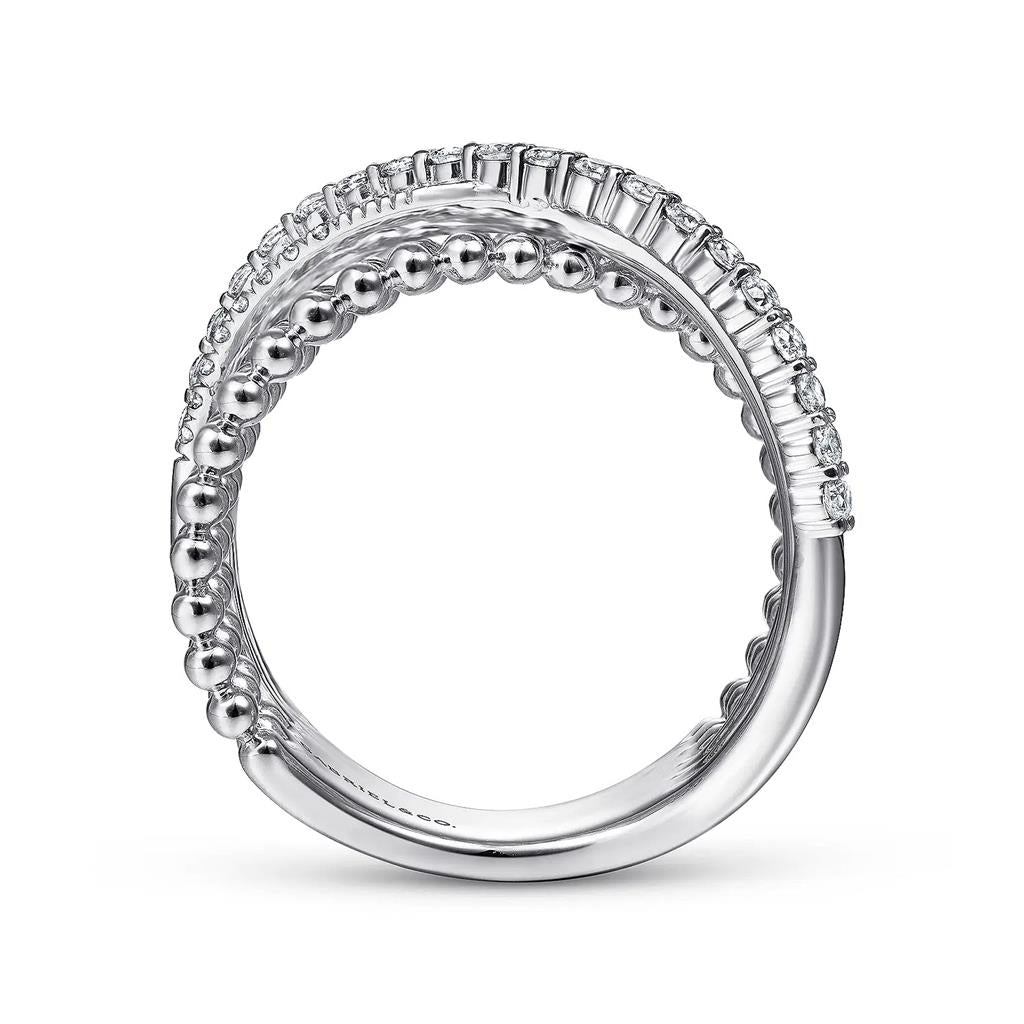 Sterling Silver White Sapphire Bujukan Criss Cross Ring