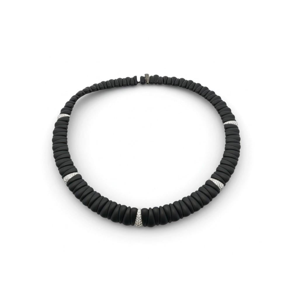 Artiglio Black Ceramic & 18KT White Gold 5-Station Diamond Necklace