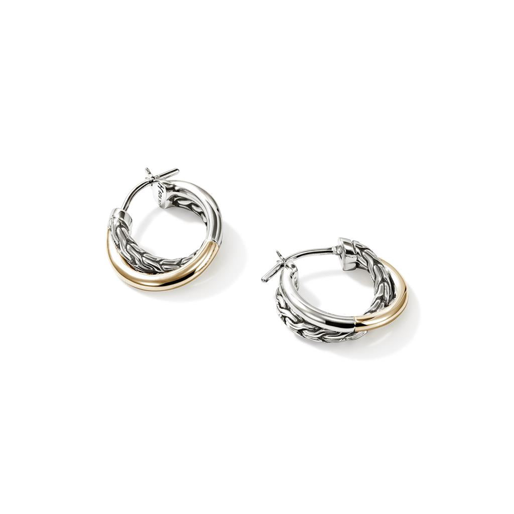 Sterling Silver & 14kt Yellow Gold 9.5mm Essential Crossover Hoop Earrings