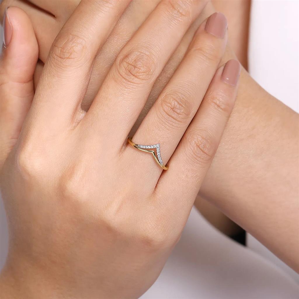 14kt Two-Tone Gold Diamond Chevron Ring (0.06ct, Size 6.5, Style #LR51826M45JJ)