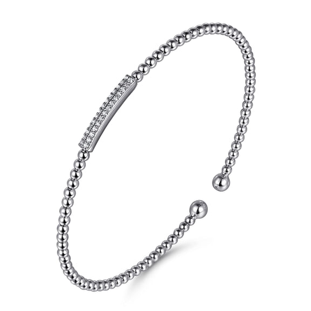14kt White Gold Diamond Bar Bujukan Bead Bangle