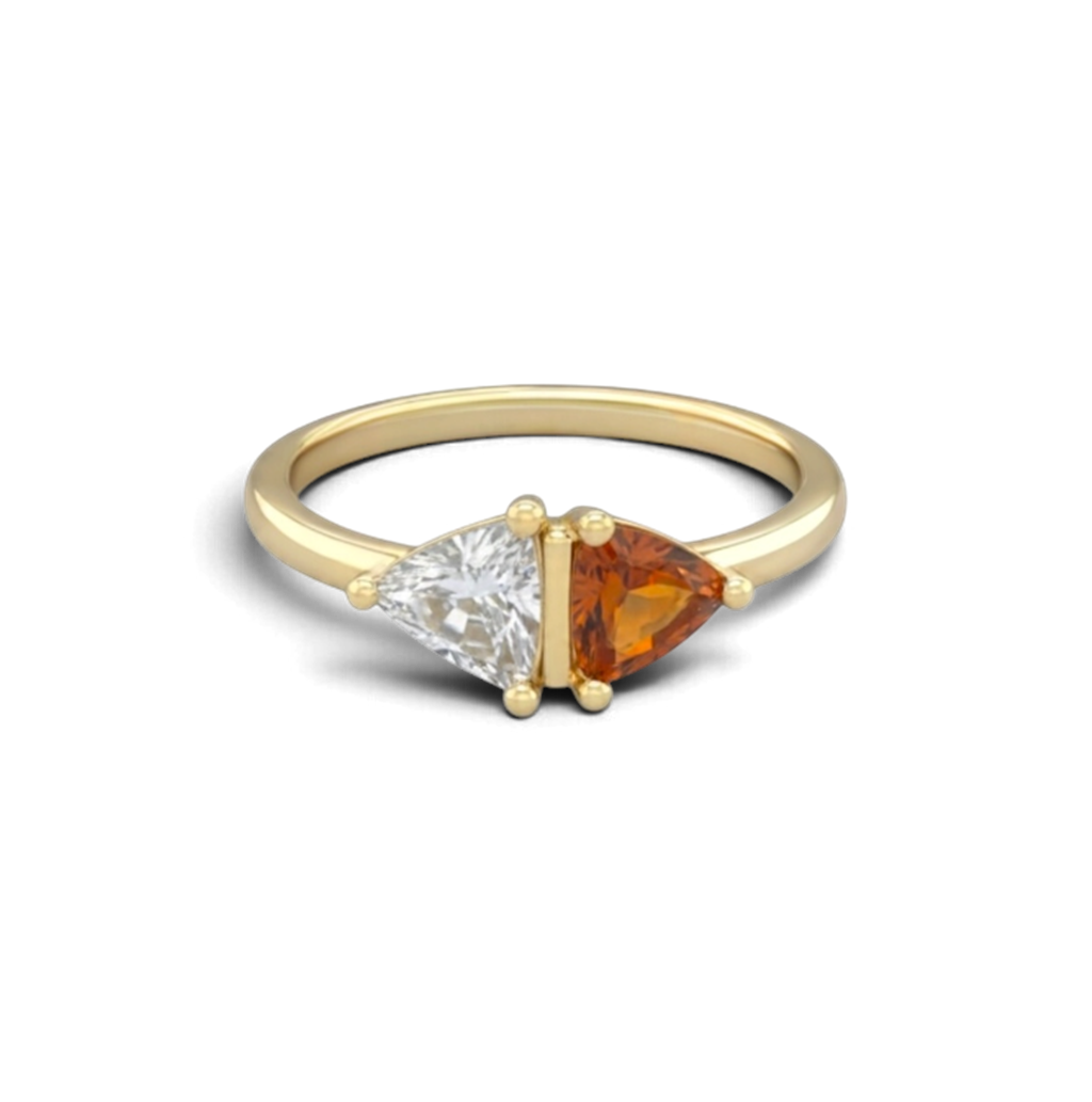 14KT Yellow Gold Citrine and Diamond Trillion Fashion Ring