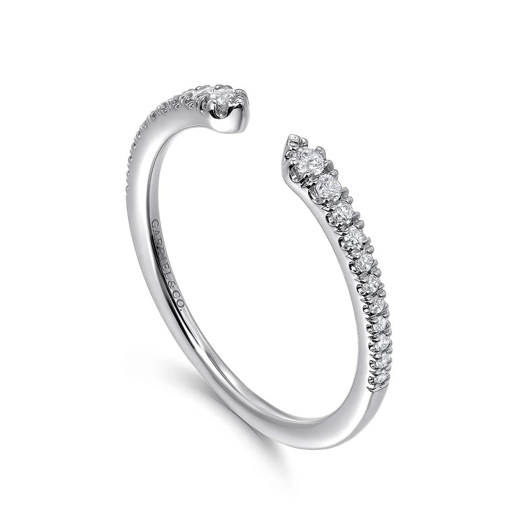 14K White Gold Diamond Open Cuff Ring