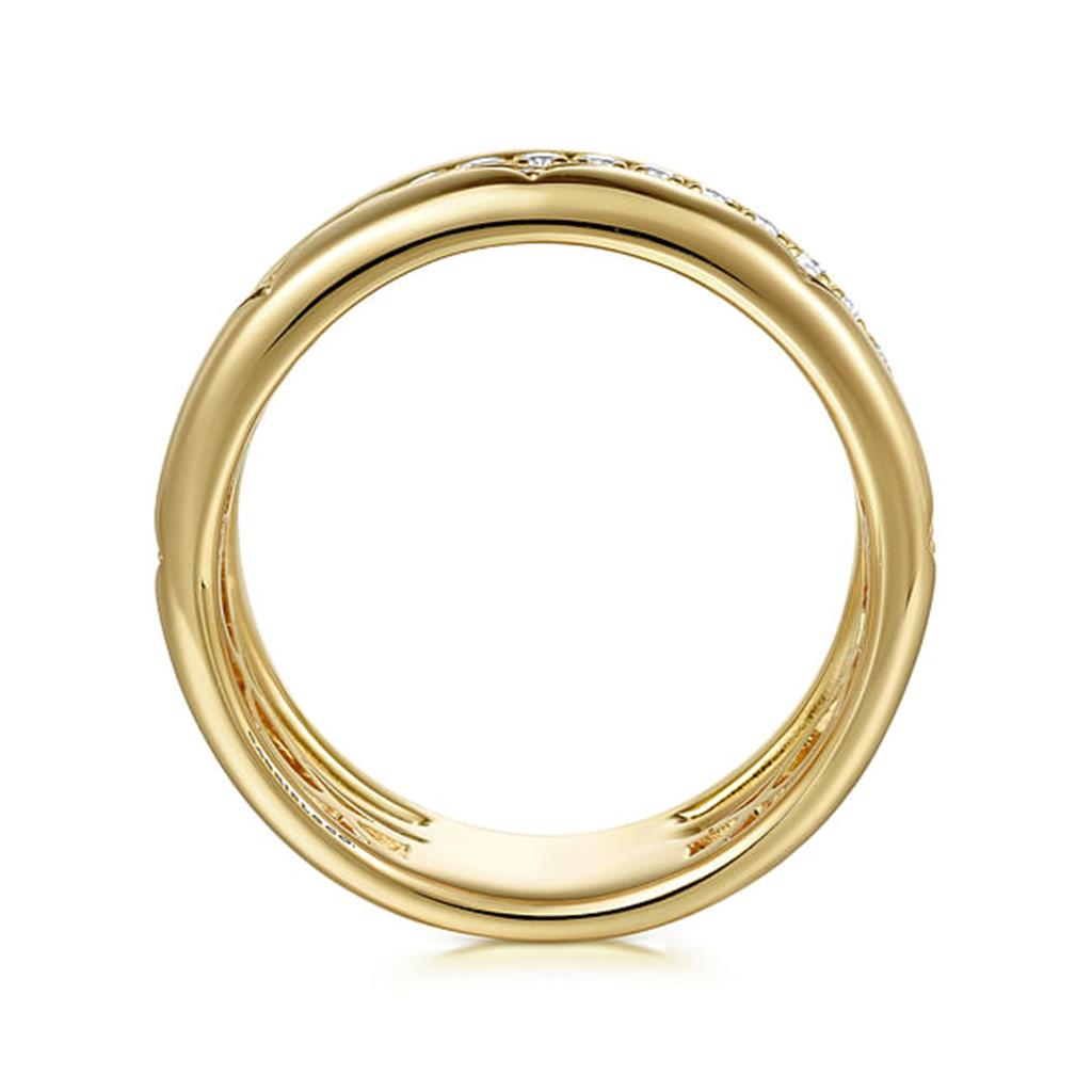 14K Yellow Gold Diamond Easy Stackable Ladies Ring back view