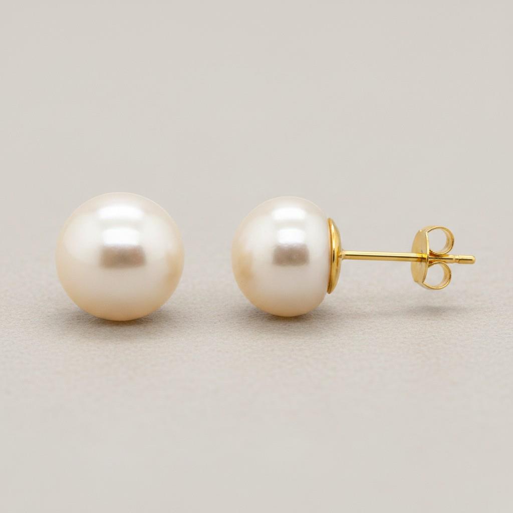 14KT Yellow Gold 6.3mm Pearl Stud Earrings