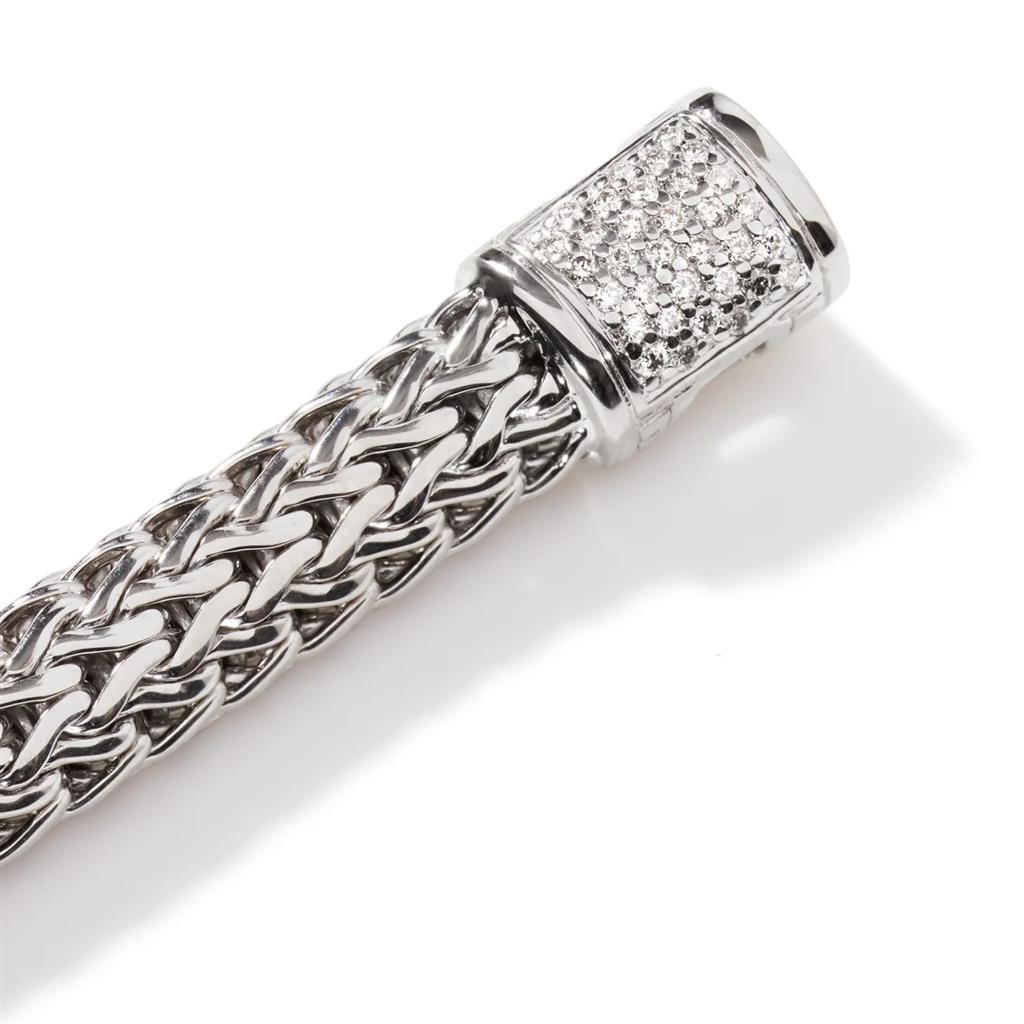 Sterling Silver 6.5mm Classic Chain Diamond Bracelet
