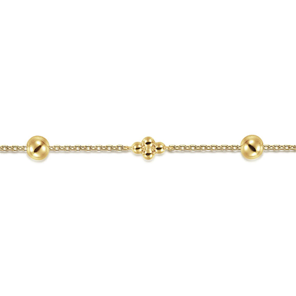 14kt Yellow Gold Bujukan Bead Station Bracelet (7", Style #TB4597Y4JJJ)
