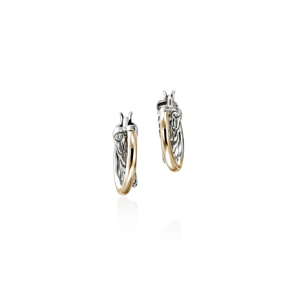 Sterling Silver & 14kt Yellow Gold 9.5mm Essential Crossover Hoop Earrings