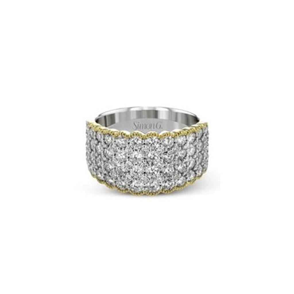 18kt Two-Tone Milgrain Edge Diamond Wide Fashion Ring LR3216
