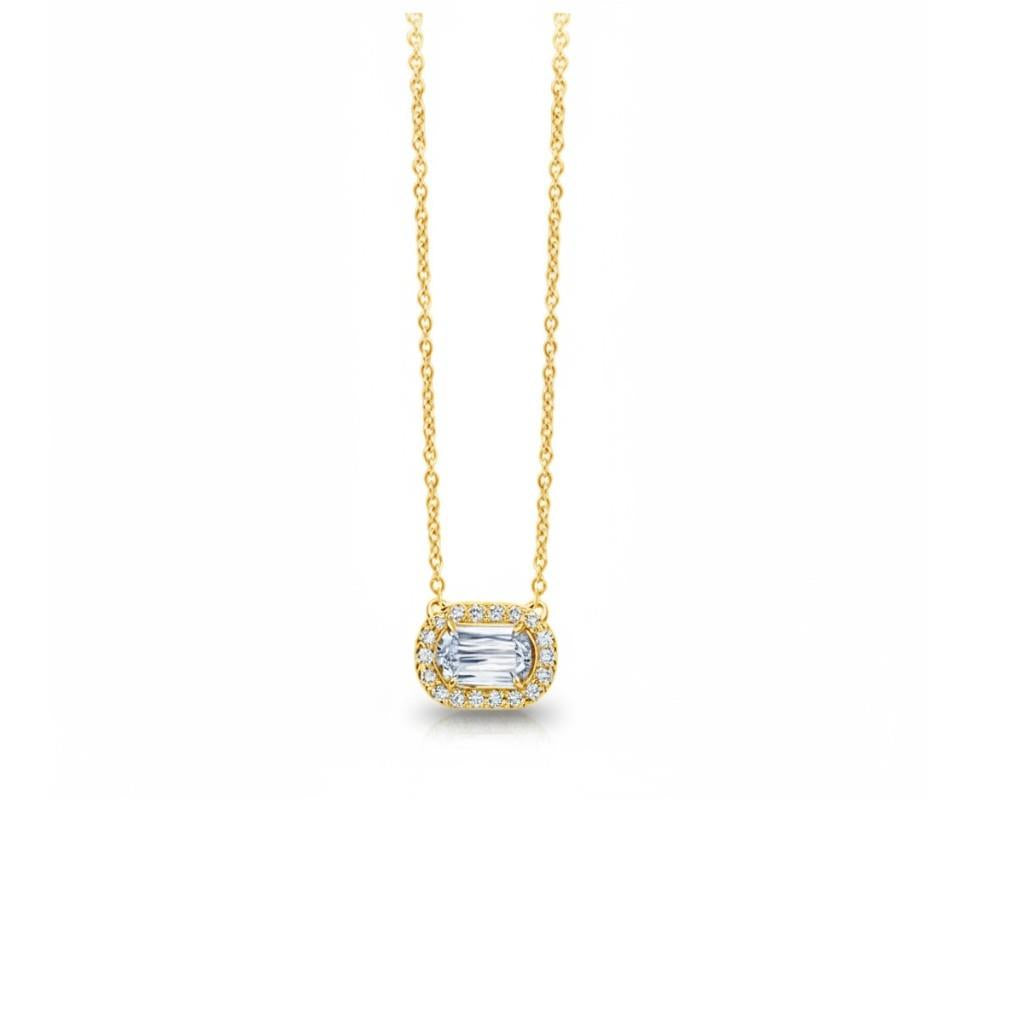 14kt Yellow Gold L’Amour Crisscut Diamond Solitaire Necklace