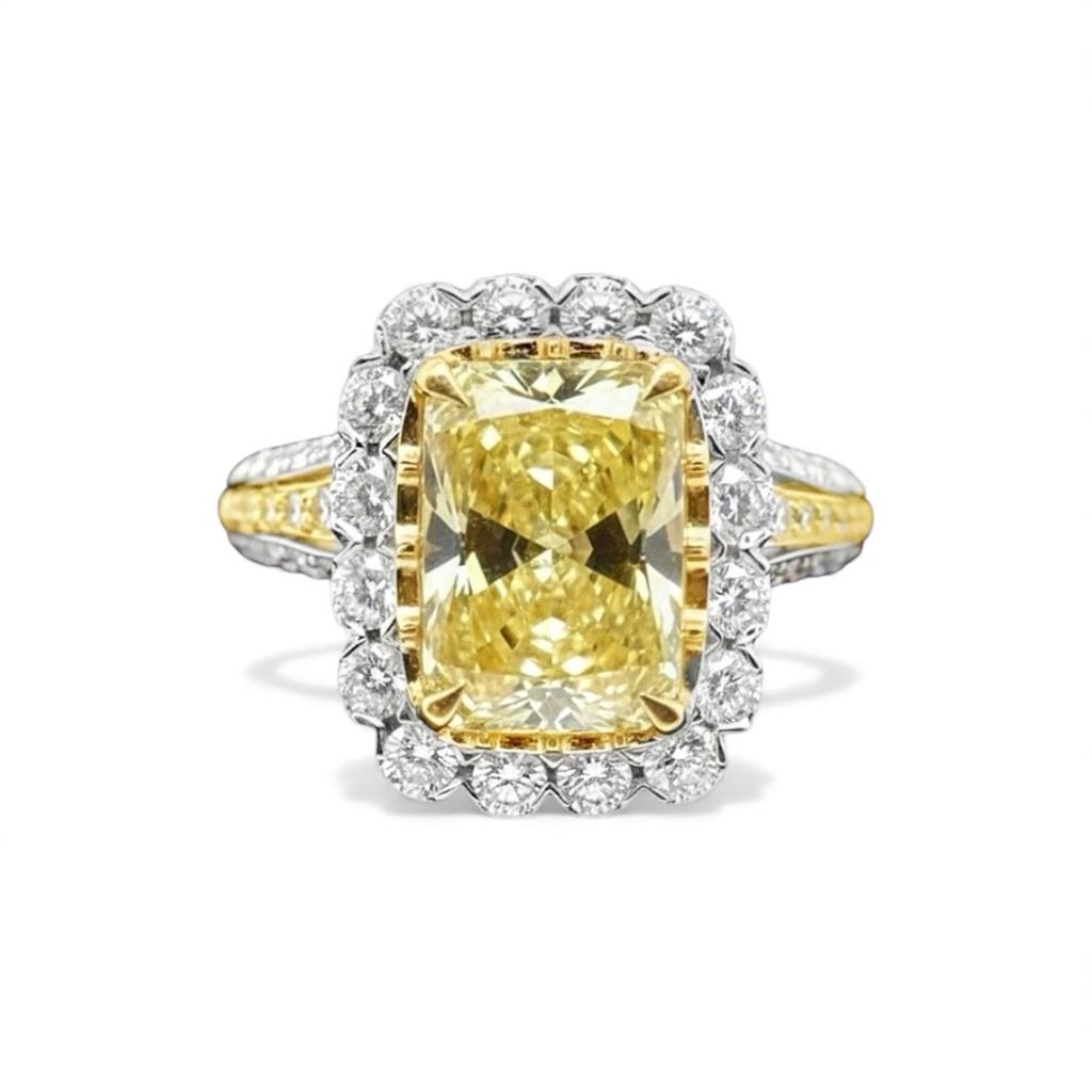 18KT Two-Tone Radiant Yellow Diamond Engagement Ring