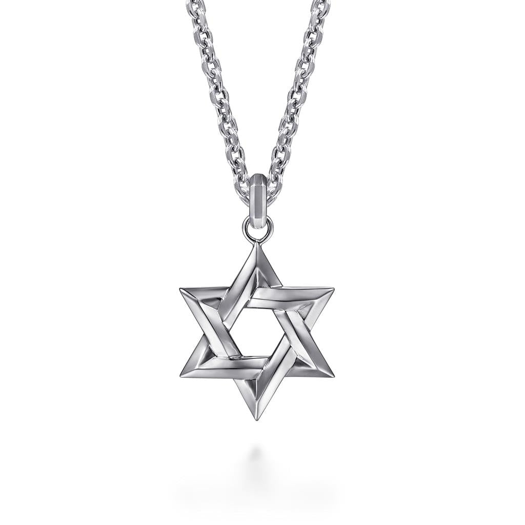 22" 925 Sterling Silver Star of David Pendant Necklace