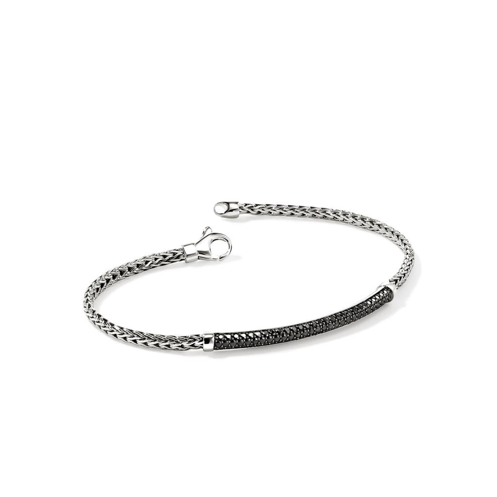 Sterling Silver Black Sapphire Essential PavƩ 2.5mm Bracelet BUS987084BLSXUM