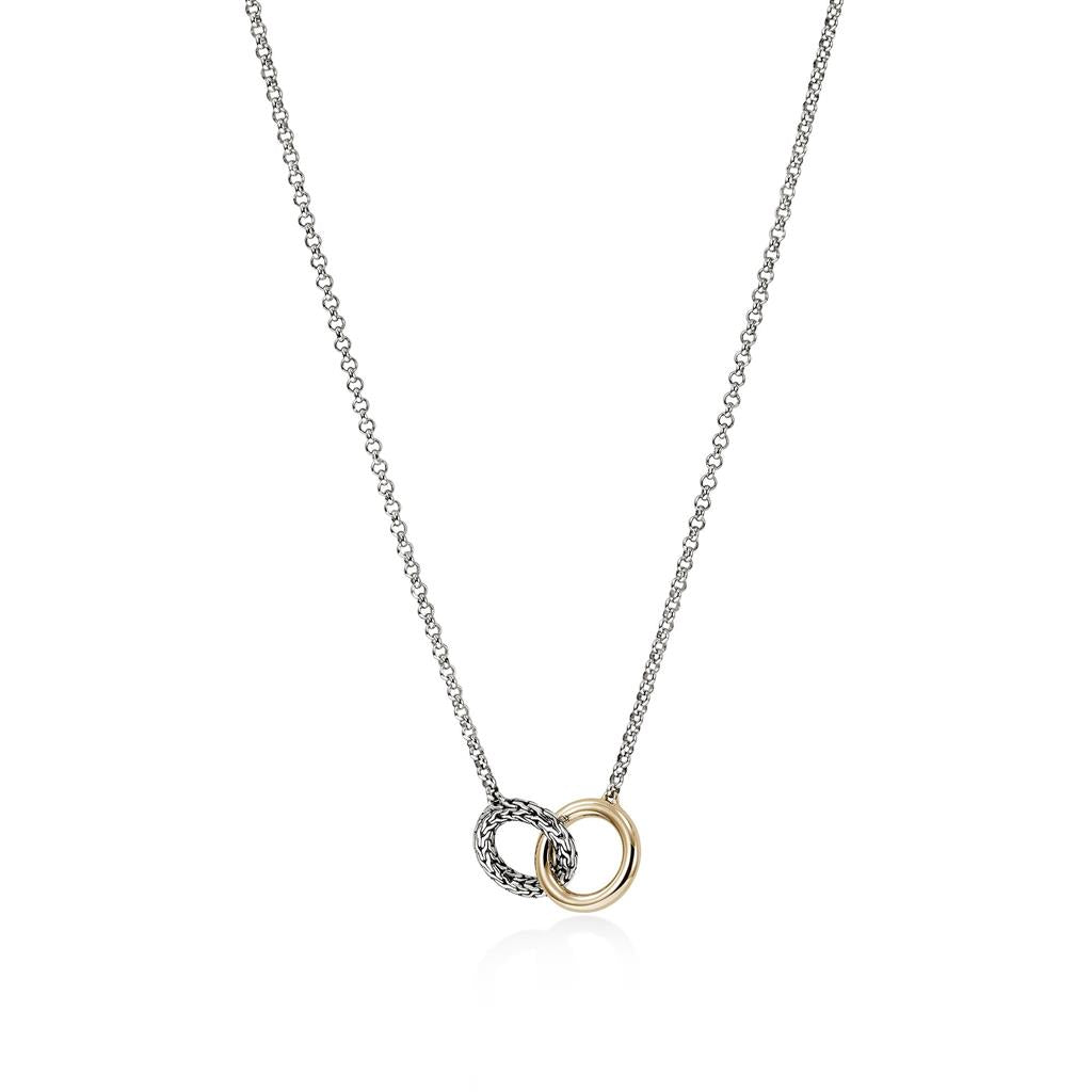 Sterling Silver & 14Kt Yellow Gold Linked Mini Rolo Chain Interlinking Necklace
