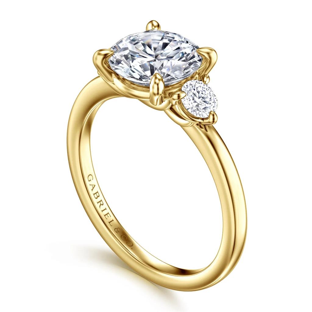 14kt Yellow Gold 3-Stone Diamond Semi-Mounting - side view