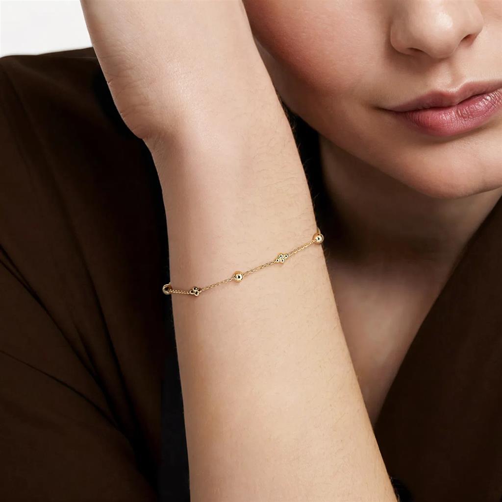 14kt Yellow Gold Bujukan Bead Station Bracelet (7", Style #TB4597Y4JJJ)