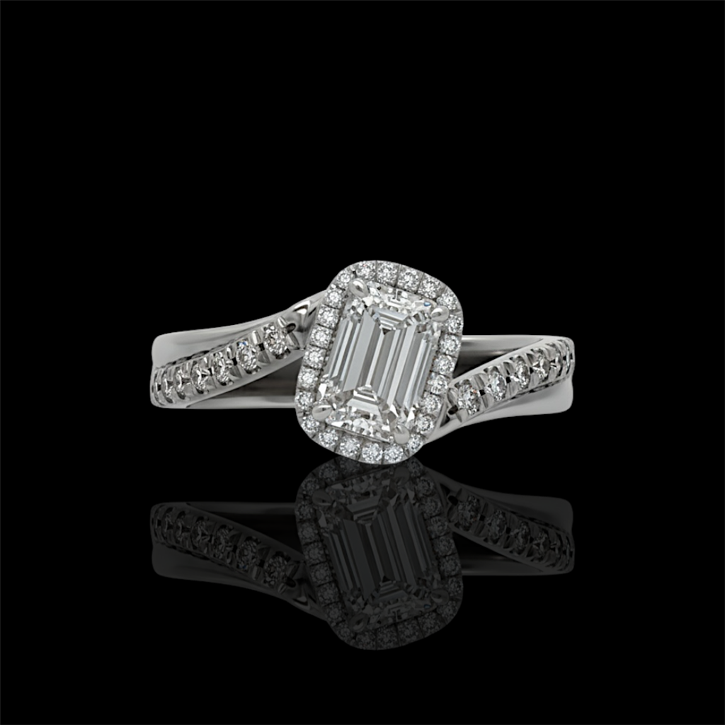 Eternity Emerald Cut Diamond Halo Ring