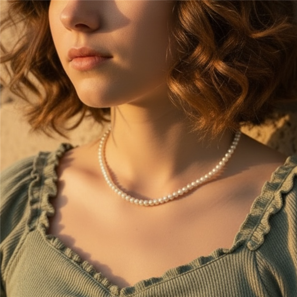 18Kt White Gold Cultured Pearl Strand Necklace