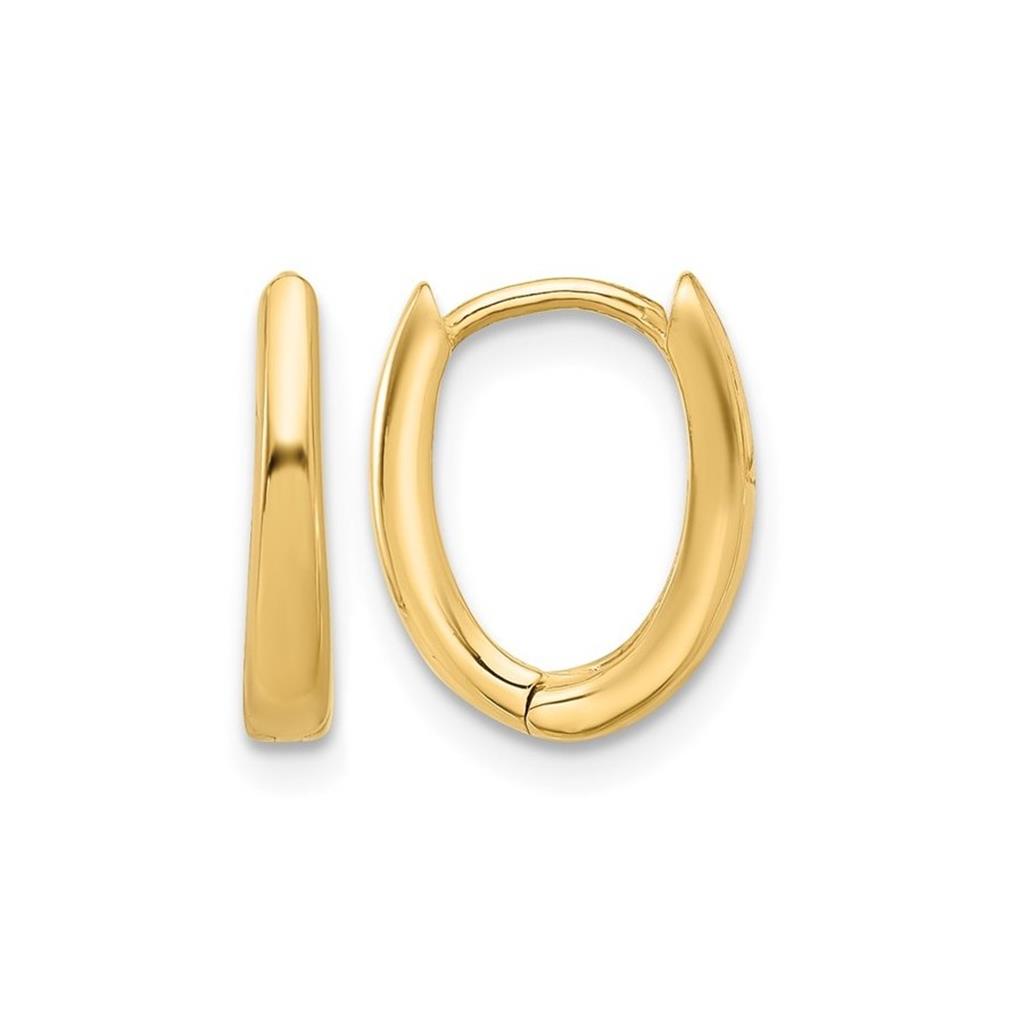 14K Yellow Gold 2.25 x 12.6mm Oval Hinged Hoop Earrings