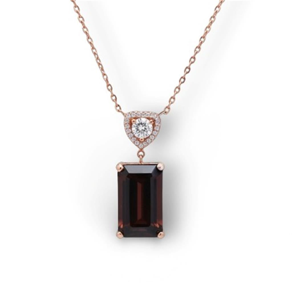 14KT Rose Gold Cinnamon Tourmaline & Diamond Pendant Necklace