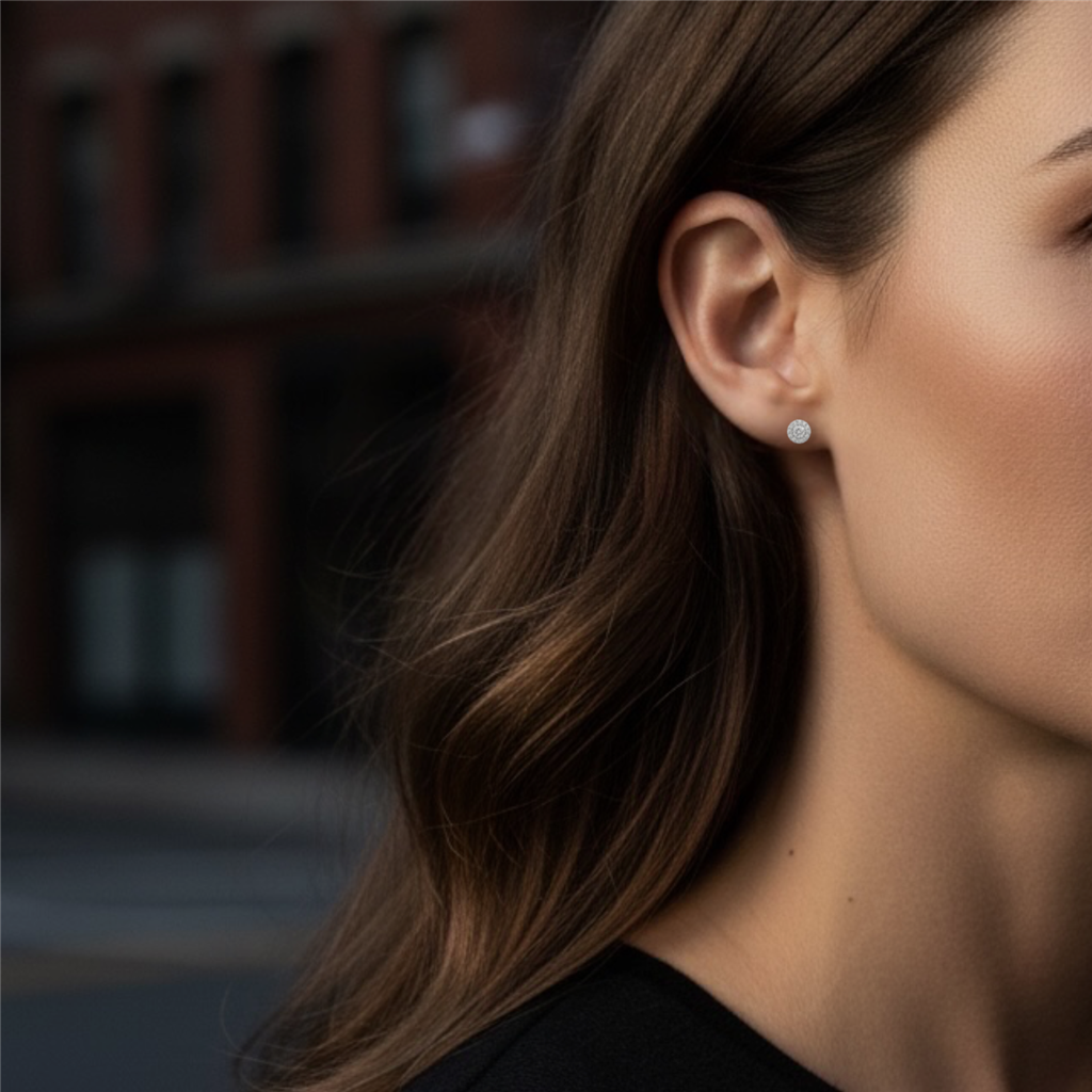 Eternity Round Diamond Halo Stud Earrings