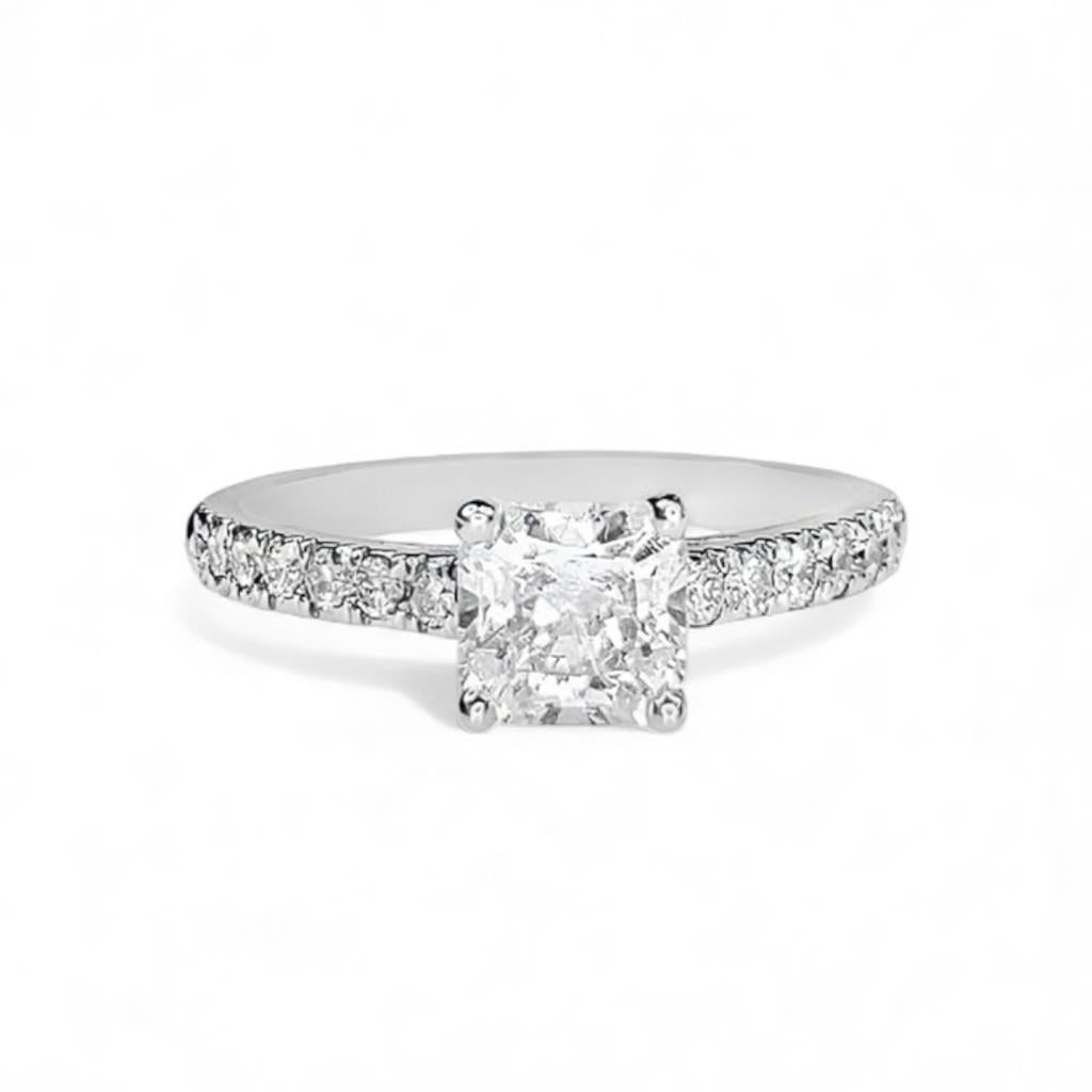14KT White Gold 4-Prong Radiant Cut Solitaire Diamond Engagement Ring