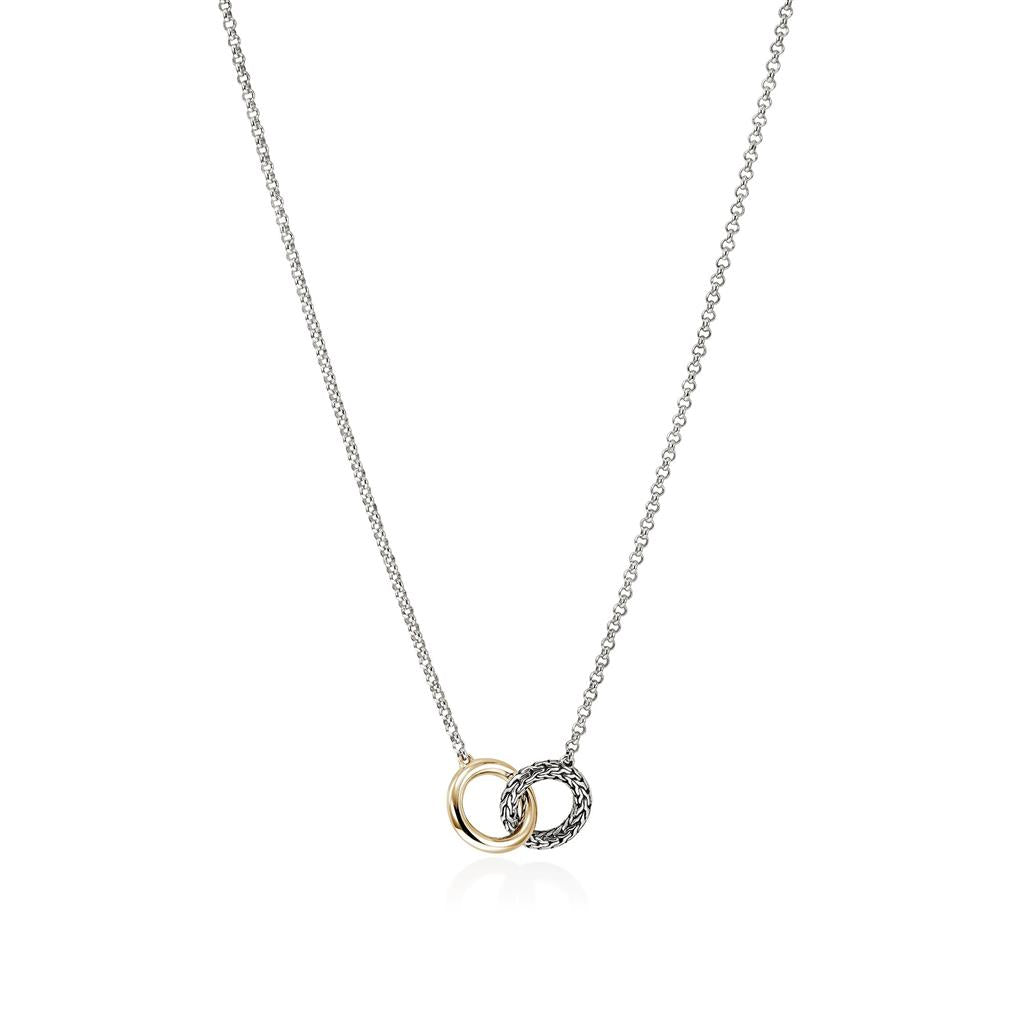 Sterling Silver & 14Kt Yellow Gold Linked Mini Rolo Chain Interlinking Necklace