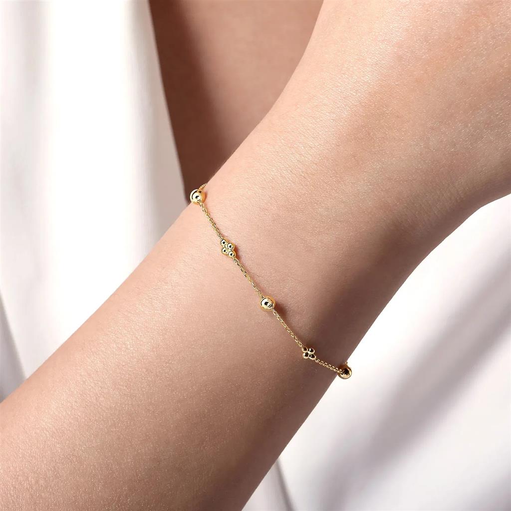 14kt Yellow Gold Bujukan Bead Station Bracelet (7", Style #TB4597Y4JJJ)