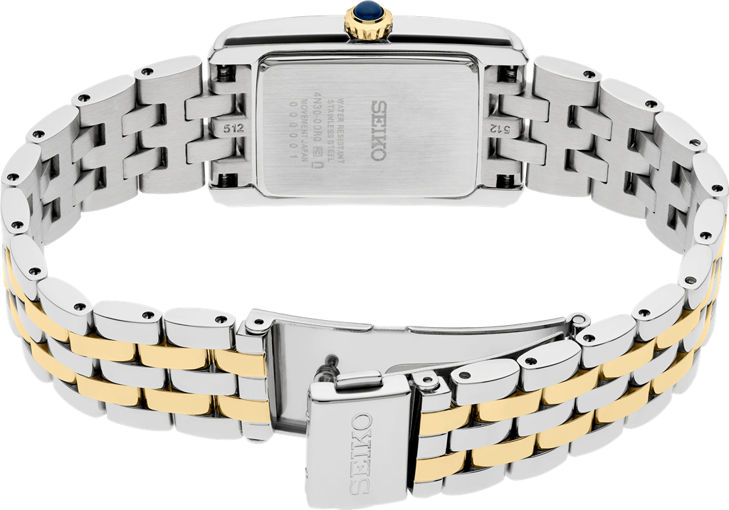 Seiko SWR093 Two Tone Stainless Steel White Index/Roman Numeral Dial Essentials - back side view