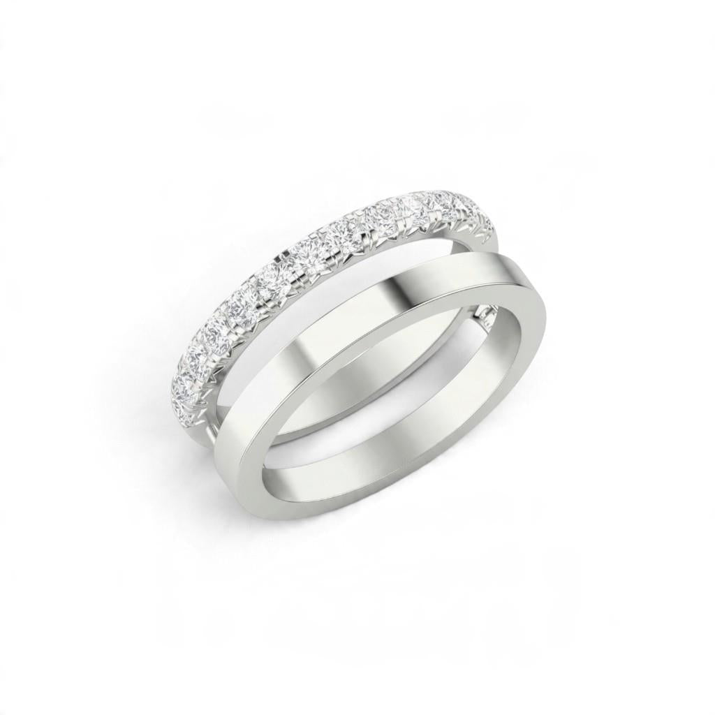 14KT White Gold 0.55ct Diamond Two-Row Enhancer Band