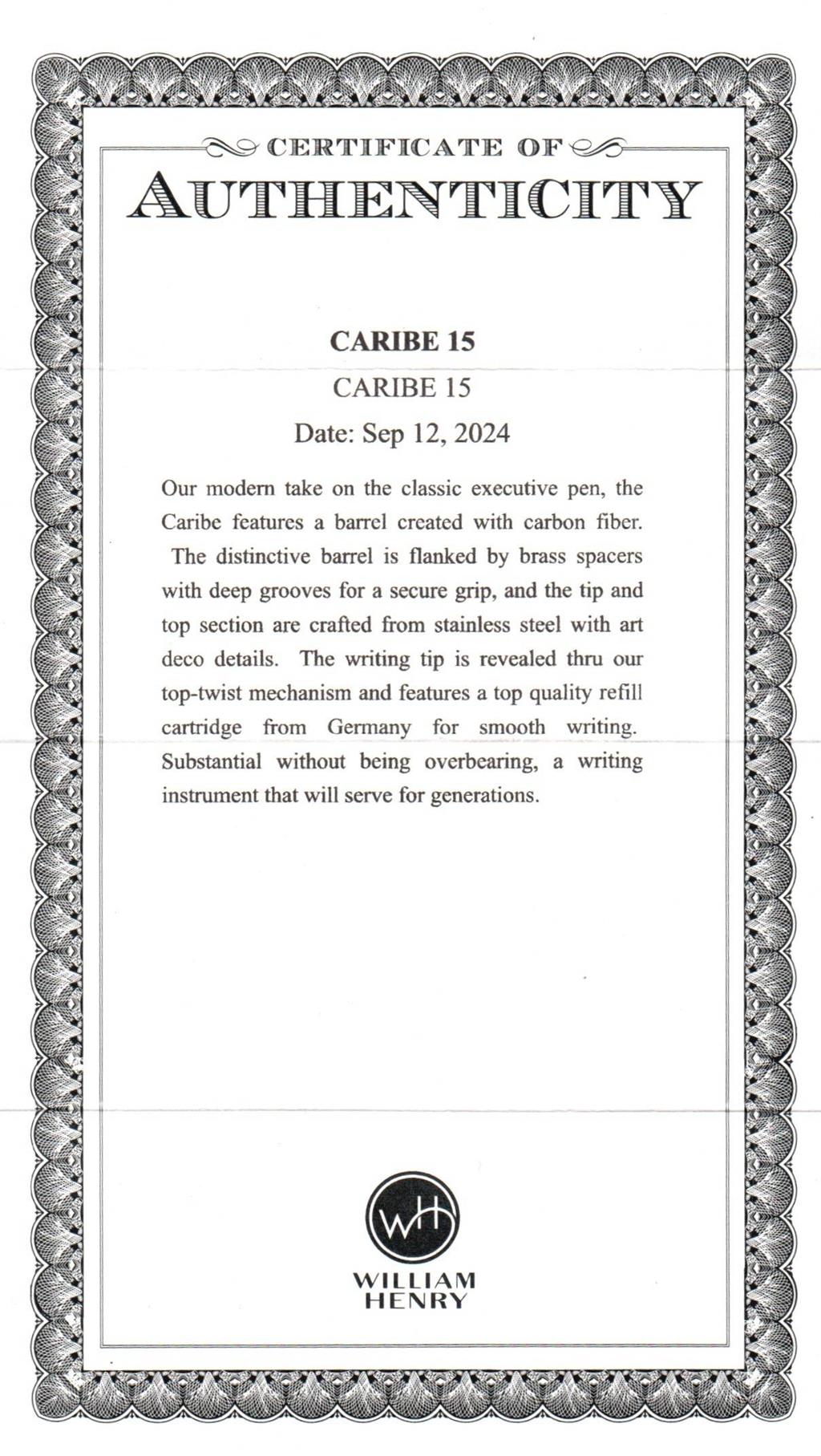 William Henry Twist-Action Writing Pen with Carbon Fiber Barrel