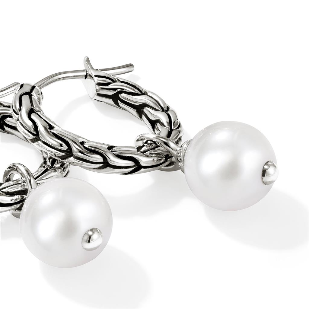 Essential Pearl Hoop Earring, Sterling Silver, 16MM