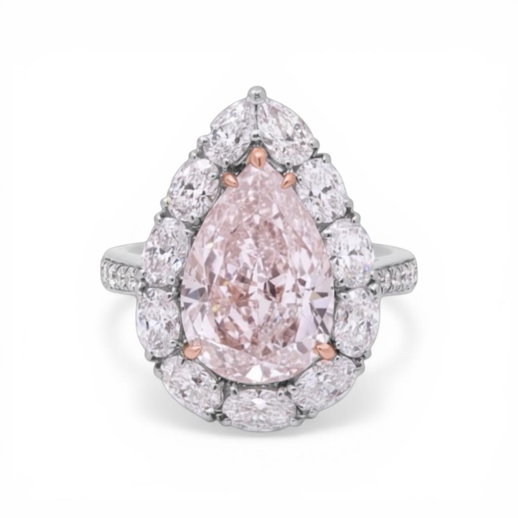 GIA Certified 4.74 Carat Fancy Orangy Pink Diamond Ring