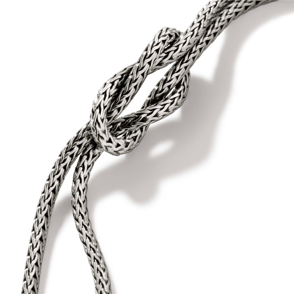 Sterling Silver 3.6mm Classic Chain Double Row Love Knot Bracelet