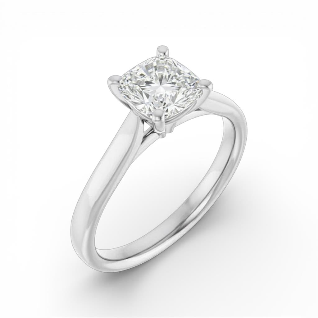 14KT White Gold Cushion Solitaire Semi-Mounting