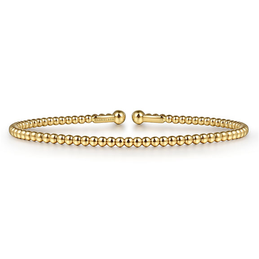 Split 14K Yellow Gold Beaded Bujukan Bangle