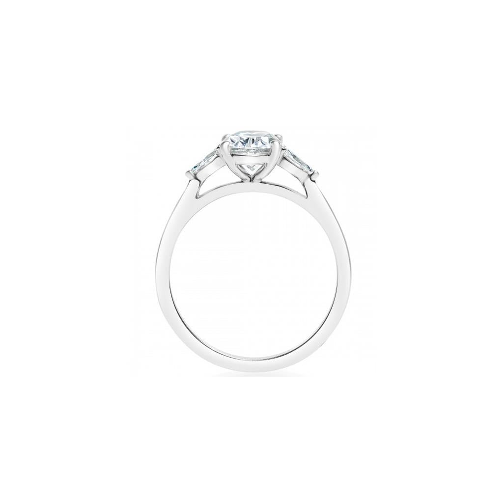 14kt White Gold Three-Stone Diamond Engagement Ring Semi-Mount – Size 6.5
