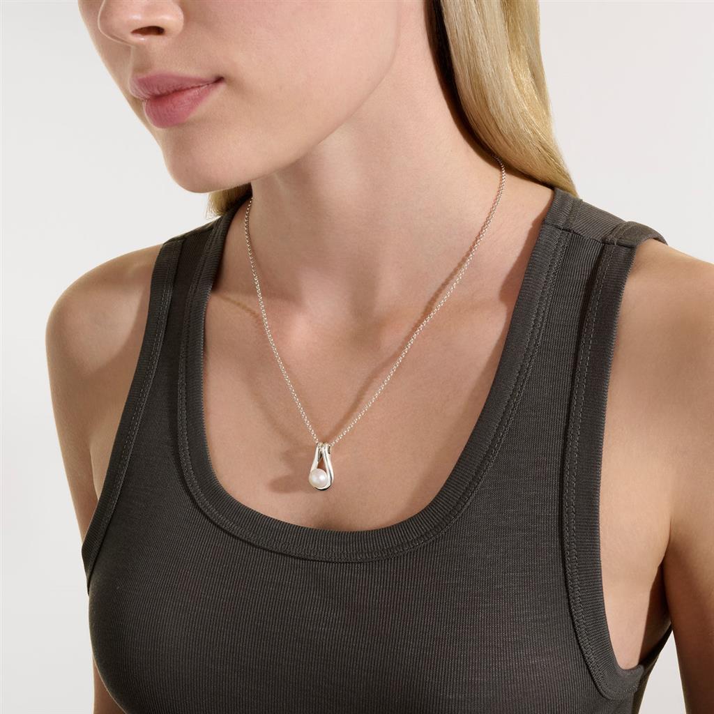 Sterling Silver 8.5ā9mm Cultured Freshwater Pearl Surf Pendant Necklace