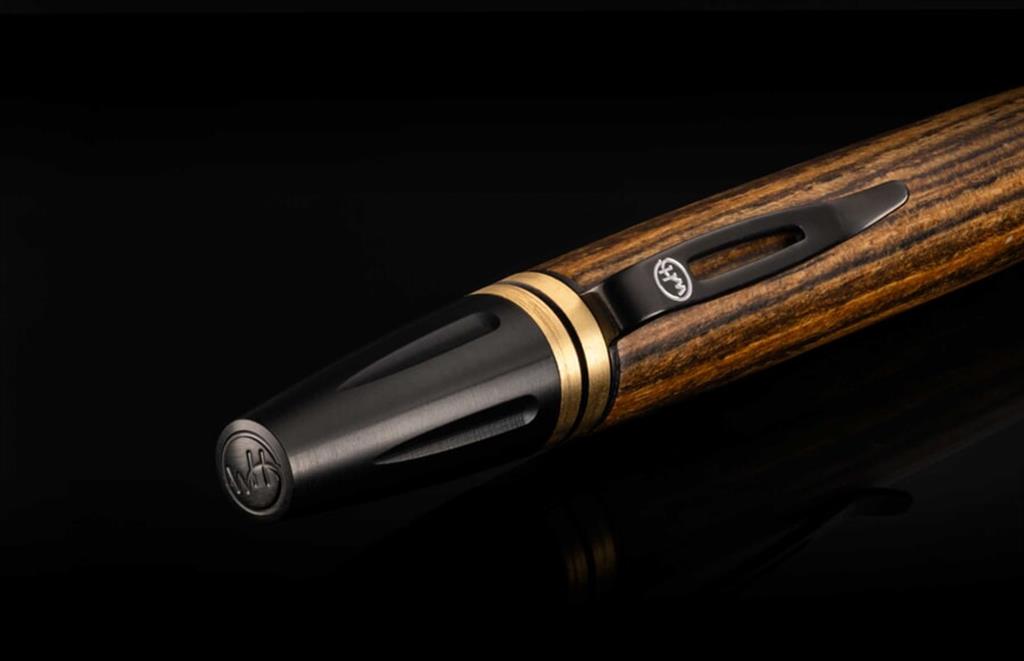 Twist-Action Writing Pen With Rosewood Barrel And Brass Details