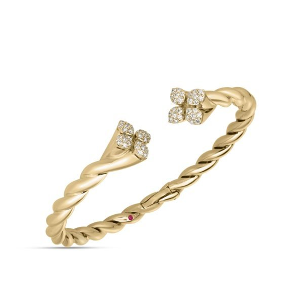 18kt Yellow Gold Diamond 'Love in Verona' Twist Bangle Bracelet
