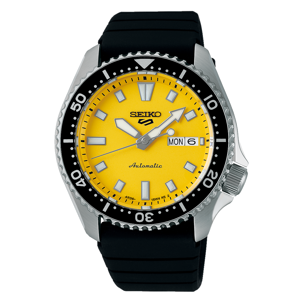 Seiko 5 Sports Stainless Steel Yellow Index Dial SKX Series Watch ā Ref. SRPL87