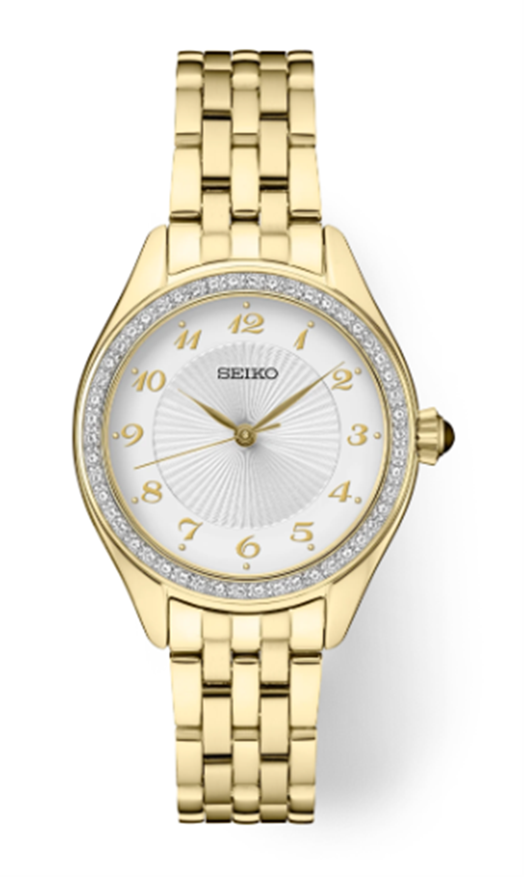 Seiko Essentials Yellow Stainless Steel White Arabic Dial Watch – Ref. SUR3944