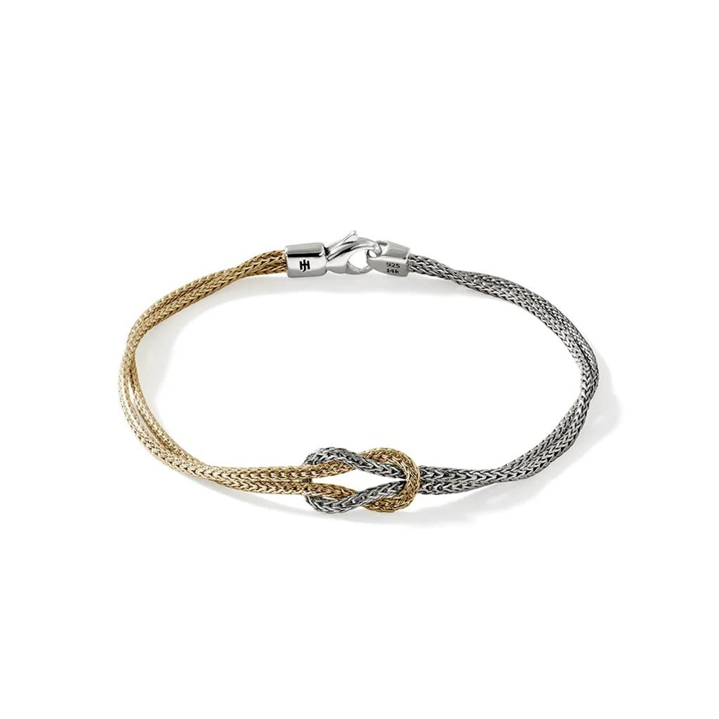 Love Knot Bracelet ā 1.8mm Sterling Silver & 14kt Yellow Gold BUZZ900776XUM
