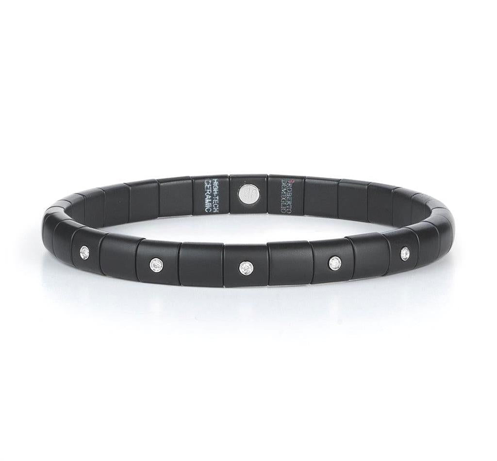Demeglio Black Ceramic & 18KT White Gold Diamond Station Bracelet