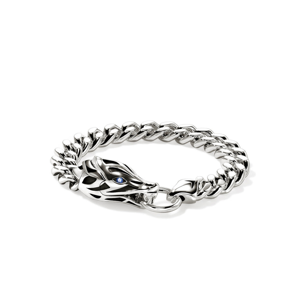 Sterling Silver Blue Sapphire 11mm Naga Bracelet