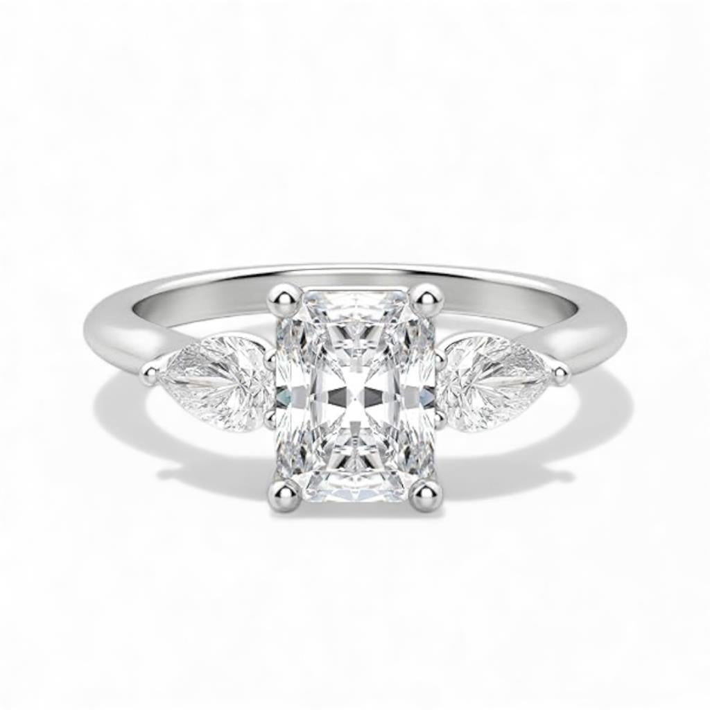 14kt White Gold Three-Stone Radiant Cut Diamond Engagement Ring